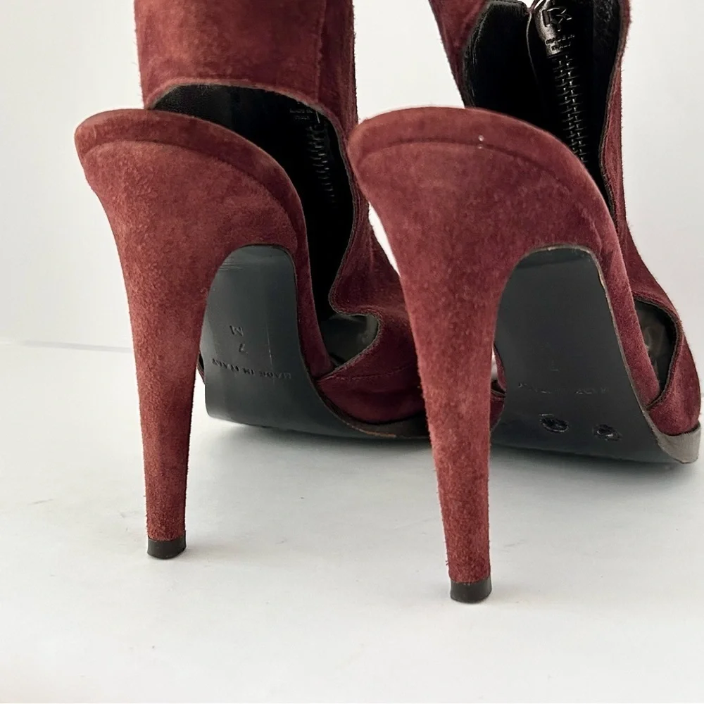 Diane von Furstenberg DVF Suede Heels Slingback Shoe Glamouratti Burgundy Size 7